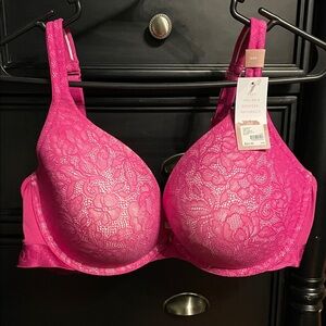 Cacique Vibrant Pink Lace Bra